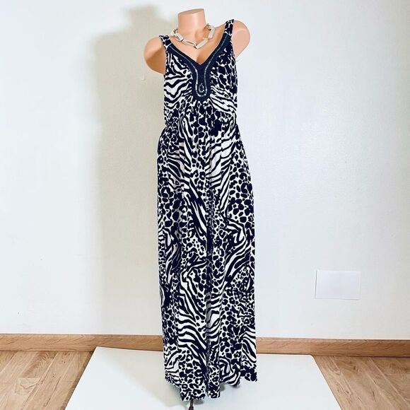 Lane Bryant Sz 14/16 Beautiful White Black Zebra Cheetah Animal Print Bling Blin - Picture 1 of 15